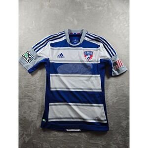 FC Dallas Soccer Jersey Mens S Fit XS Blue White Adidas ClimaCool MLS 2013 *Read